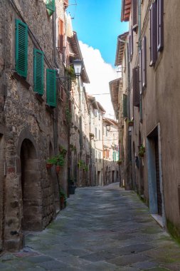 Abbadia San Salvatore, Siena 'nın tarihi bir kasabası, Toskana, İtalya