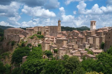 Sorano, Grosseto 'nun tarihi bir kasabası, Toskana, İtalya