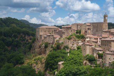 Sorano, Grosseto 'nun tarihi bir kasabası, Toskana, İtalya