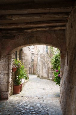 Sorano, Grosseto 'nun tarihi bir kasabası, Toskana, İtalya