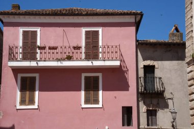 Acquasparta 'nın tarihi binaları, Terni ili, Umbria, İtalya