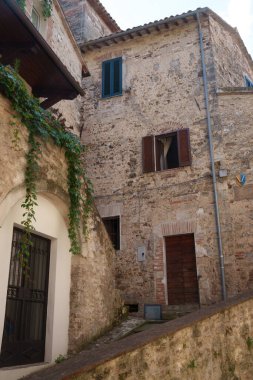 Acquasparta 'nın tarihi binaları, Terni ili, Umbria, İtalya