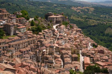 Muro Lucano 'nun manzarası, Potenza ilinin eski bir kasabası, Basilicata, İtalya
