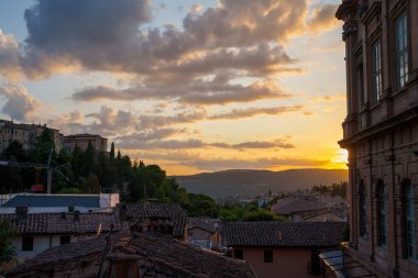 Perugia 'nın tarihi binaları, Umbria bölgesi, İtalya