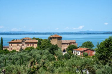 Torricella ve Monte del Lago yakınlarındaki Trasimeno Gölü, Perugia, Umbria, İtalya