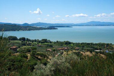 Trasimeno Gölü yazın Passignano yakınlarında, Perugia, Umbria, İtalya