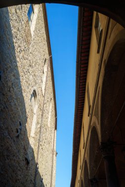 Cortona 'nın tarihi binaları, Arezzo ili, Toskana, İtalya