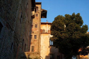 Cortona 'nın tarihi binaları, Arezzo ili, Toskana, İtalya