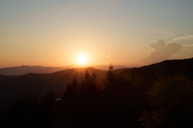 Mountain landscape at Foce Carpinelli, Lucca province, Tuscany, Italy. Sunset clipart