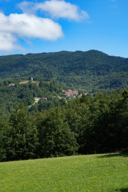 Yaz aylarında İtalya 'nın Cisa geçidi boyunca dağ manzarası