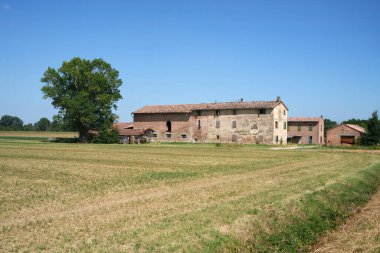 Fidenza yakınlarındaki kırsal alan, Parma eyaletinde, Emilia Romagna, İtalya, yaz mevsiminde