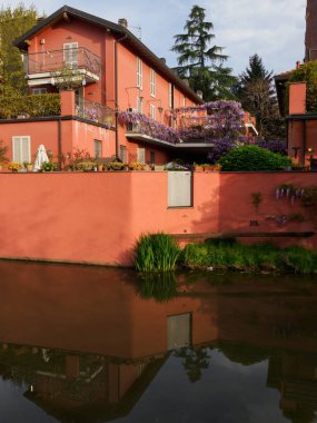 Old buildings along the Martesana canal at Milan, Lombardy, Italy