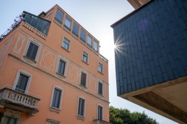 Residential buildings along via Piero della Francesca in Milan, Lombardy, Italy clipart