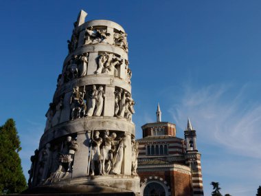 Cimitero Monumentale olarak bilinen tarihi mezarlık, Milan, Lombardy, İtalya. Bir mezar.