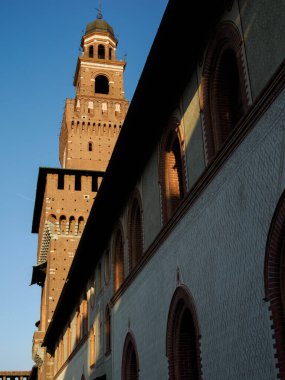 Castello Sforzesco, Milano 'da ortaçağ kalesi, Lombardiya, İtalya