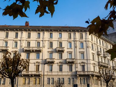 Old building along corso Sempione in Milan, Lombardy, Italy clipart