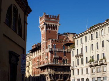 Palazzo Cova, historic building along via Carducci and via San Vittore in Milan, Lombardy, Italy, near the Sant Ambrogio church clipart