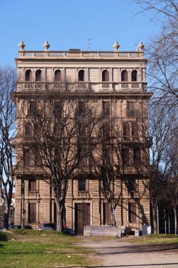 Antonio Canova ve Mario Pagano üzerinden eski bina Milano, Lombardy, İtalya