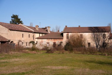 Tainate ve Noviglio yakınlarındaki kırsal alan, Milan, Lombardy, İtalya, kışın