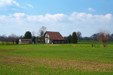 Tregasio yakınlarındaki kır manzarası, Monza e Brianza, Lombardy, İtalya, kışın