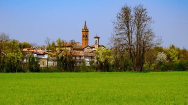 Marne, Brembate yakınlarındaki tarihi köy, Bergamo ili, Lombardy, İtalya, baharda