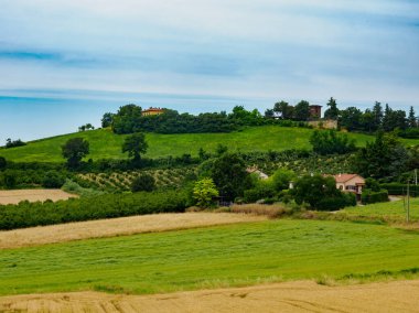 Valle San Bartolomeo yakınlarındaki kır manzarası, Alessandria ili, Piedmont, İtalya