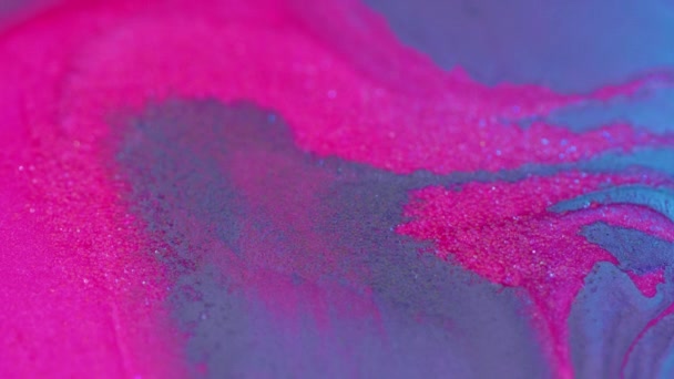 Чернильный Фон Цветная Жидкость Блестящая Волна Захватывающий Гипнотический Макро Дизайн — стоковое видео