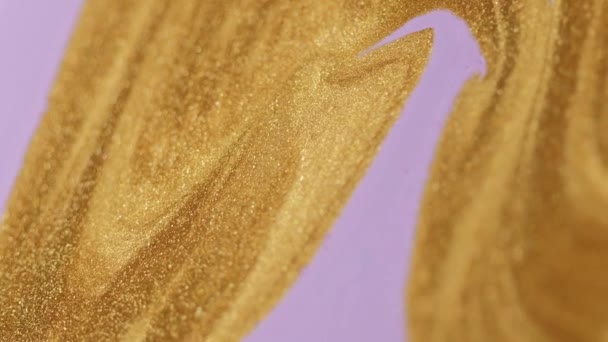 Структура Блестящей Жидкости Поток Краски Золотисто Фиолетовый Цвет Блестящий Блестящий — стоковое видео