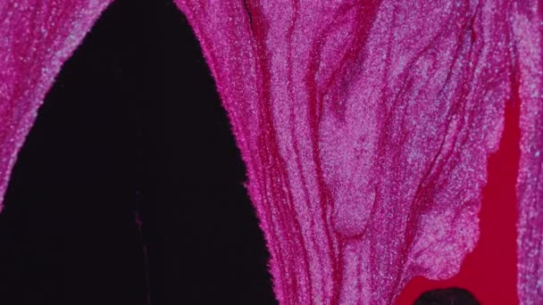 Água Com Tinta Brilhante Derrame Tinta Mistura Acrílica Rosa Vermelho — Vídeo de Stock