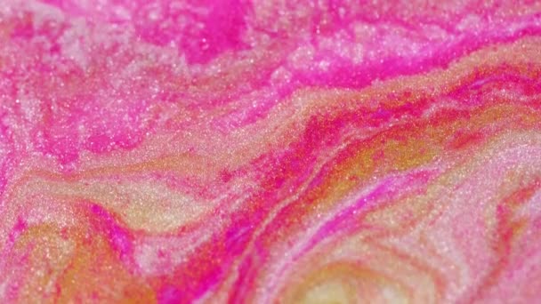 Inchiostro Marmo Texture Fluida Glitter Liquido Cristallino Colore Rosa Brillante — Video Stock