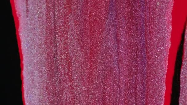 Glitter Vätskestruktur Måla Flödet Rosa Röd Färg Glänsande Gnistrande Metalliska — Stockvideo