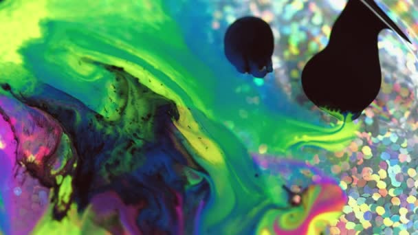 Sıvı Sanat Dokusu Boya Suyu Akışı Parlak Neon Yeşil Siyah — Stok video