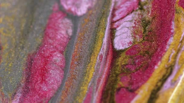 Marmeren Inkt Glitter Vloeibare Textuur Vloeibare Vernis Roze Gouden Kleur — Stockvideo