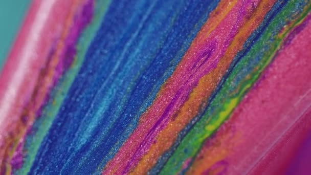 Agua Tinta Brillante Derrame Pintura Mezcla Acrílica Flujo Fluido Textura — Vídeos de Stock