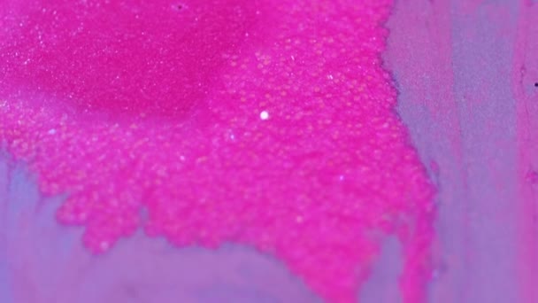 Sfondo Astratto Inchiostro Scintillante Bagno Colorato Fluido Fluo Rosa Fluo — Video Stock