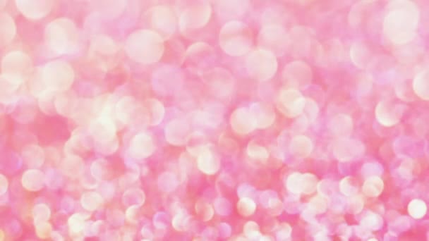 Bokeh灯 失恋的派对光彩夺目模糊的节日光芒抽象的粉色金圆图案镜头闪光效果时髦的问候艺术设计背景 — 图库视频影像