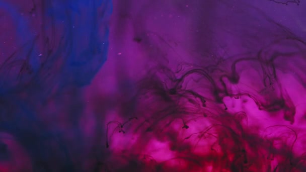 Краска Водный Фон Чернильная Капля Цветной Всплеск Ярко Голубой Черный — стоковое видео