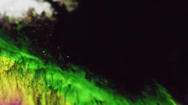 Boya Karışımı Akışkan Sanat Mürekkep Suyu Bulanık Neon Yeşil Siyah — Stok video