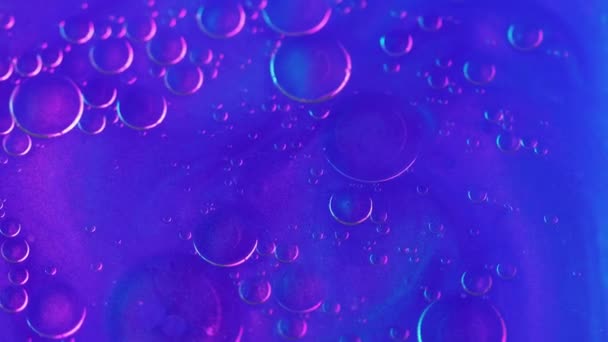 Abstraktní Pozadí Třpytivý Tekutý Inkoust Povrch Bublin Kulaté Transparentní Skvrny — Stock video
