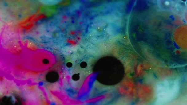 Contexte Abstrait Pigment Liquide Teinture Mélange Art Noir Violet Bleu — Video