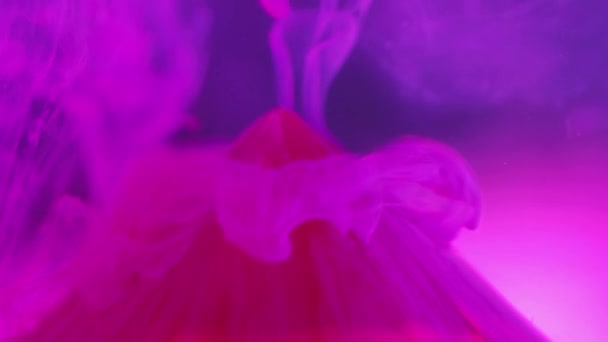 Tinta Fondo Caída Pigmento Líquido Niebla Abstracta Fluorescente Color Rosa — Vídeos de Stock