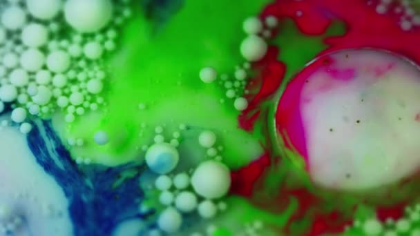 Fundo Abstrato Mistura Pigmentos Mancha Líquida Óleo Gordura Transparente Mancha — Vídeo de Stock