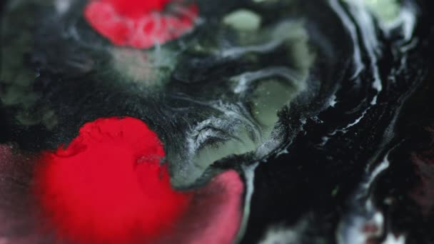 Flujo Pintura Mezcla Tinta Onda Blur Rojo Negro Color Acrílico — Vídeos de Stock