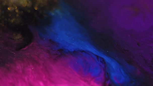Glitter Mist Textuur Verfstroom Defocused Neon Roze Blauw Paars Zwart — Stockvideo