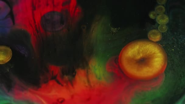 Kolor Mgły Bańka Wody Atramentowej Smuga Czerwony Żółty Zielony Czarny — Wideo stockowe