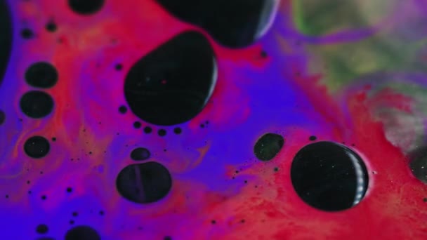 Abstrakcyjne Tło Ciekły Barwnik Stain Mieszanka Sztuki Czarny Brokat Okrągły — Wideo stockowe