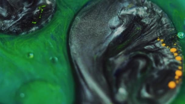 Paint Blend Hintergrund Abstraktes Tintendesign Fantasievolle Flüssigkeit Schimmernder Schwarz Grauer — Stockvideo