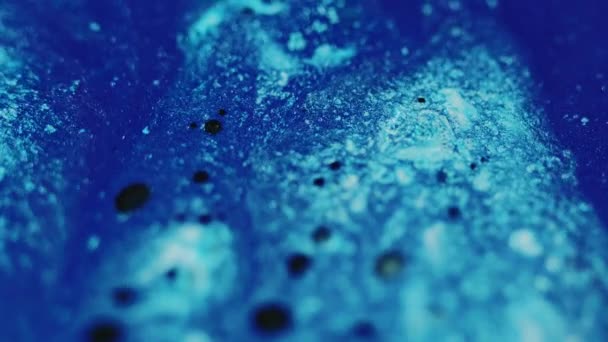 Fond Peinture Chatoyant Flux Encre Mélange Liquide Des Paillettes Bleues — Video