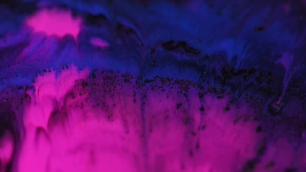 Šplouchnutí Barvy Inkoustová Vlna Rozostřený Jasný Neon Modrá Fialová Růžová — Stock video