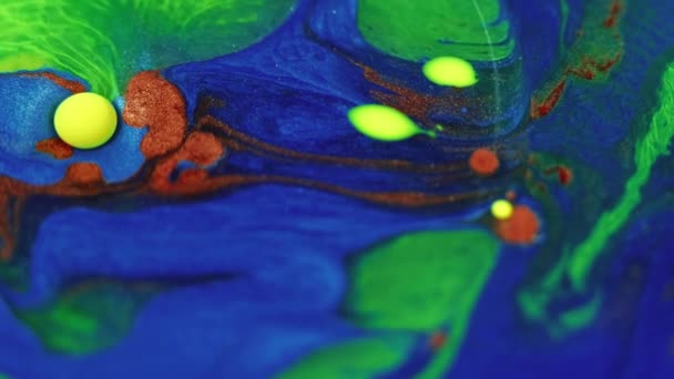 Pinta Fondo Mezcla Diseño Abstracto Tinta Líquido Fantasía Brillante Derrame — Vídeos de Stock